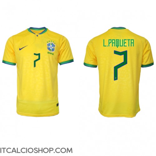 Brasile Lucas Paqueta #7 Prima Maglia Mondiali 2022 Manica Corta